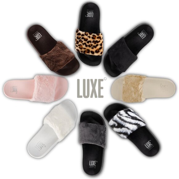 Luxe Fashion Classic Faux Sheepskin Women Slides | 1-Piece | Grey - Picture 5 of 6